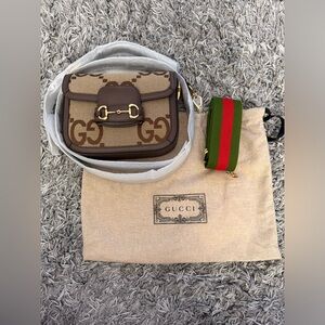 Gucci Horsebit 1955 Jumbo GG Canvas & Leather Mini Bag